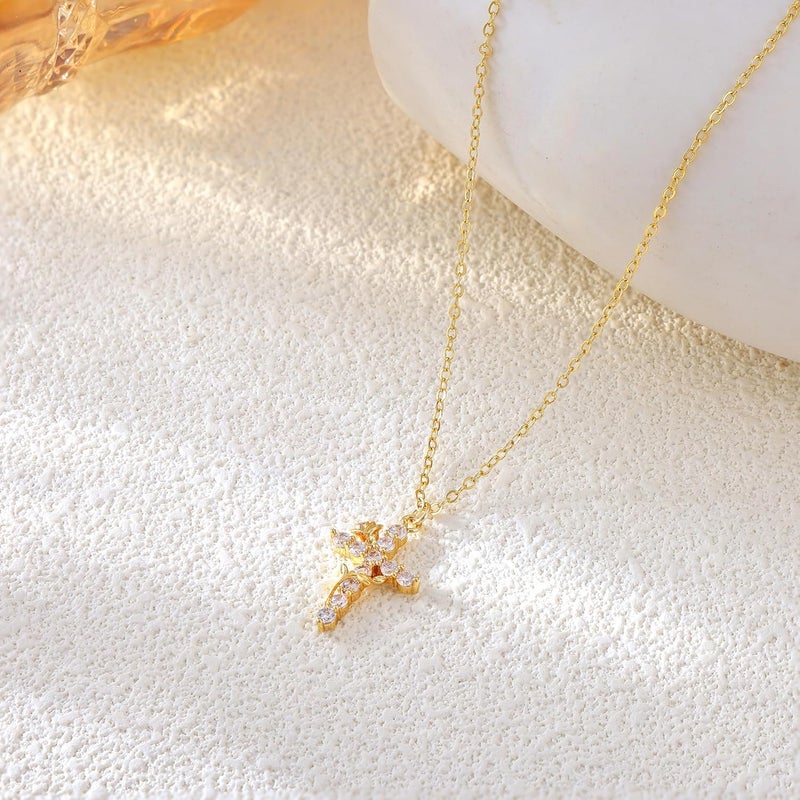Robaice Upgraded Crown Cross Necklace for Women, 14K Gold Plated Crown Cross Pendant Necklace, Non-Tarnish Faith Jewelry for Women, Christian Religious Gifts for Her - Image 5